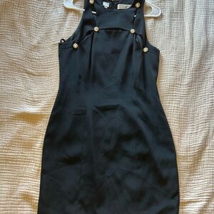 Niteline Black Mini Dress with Gold and faux diamond accents